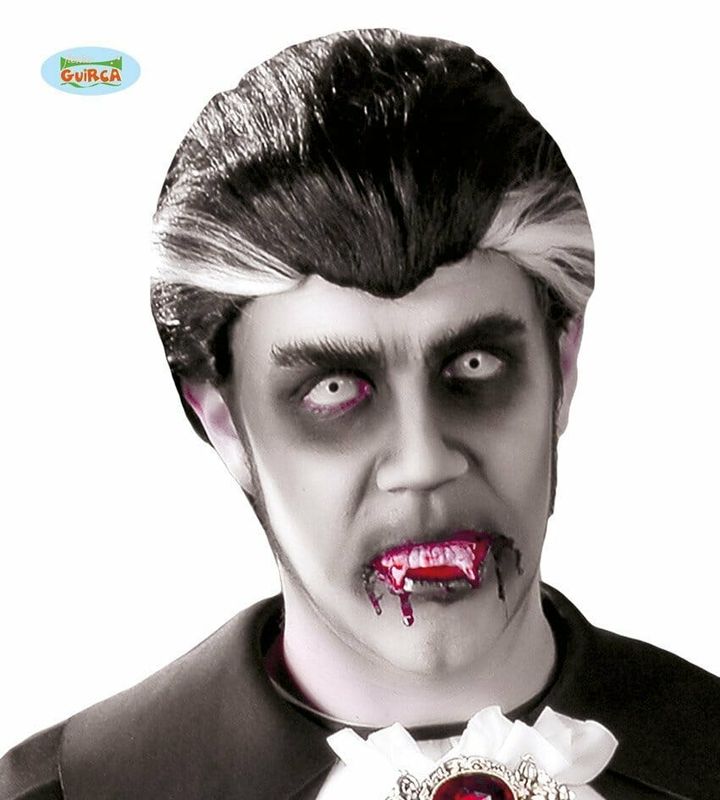 [4229] Black & White Dracula Wig - Adult One Size