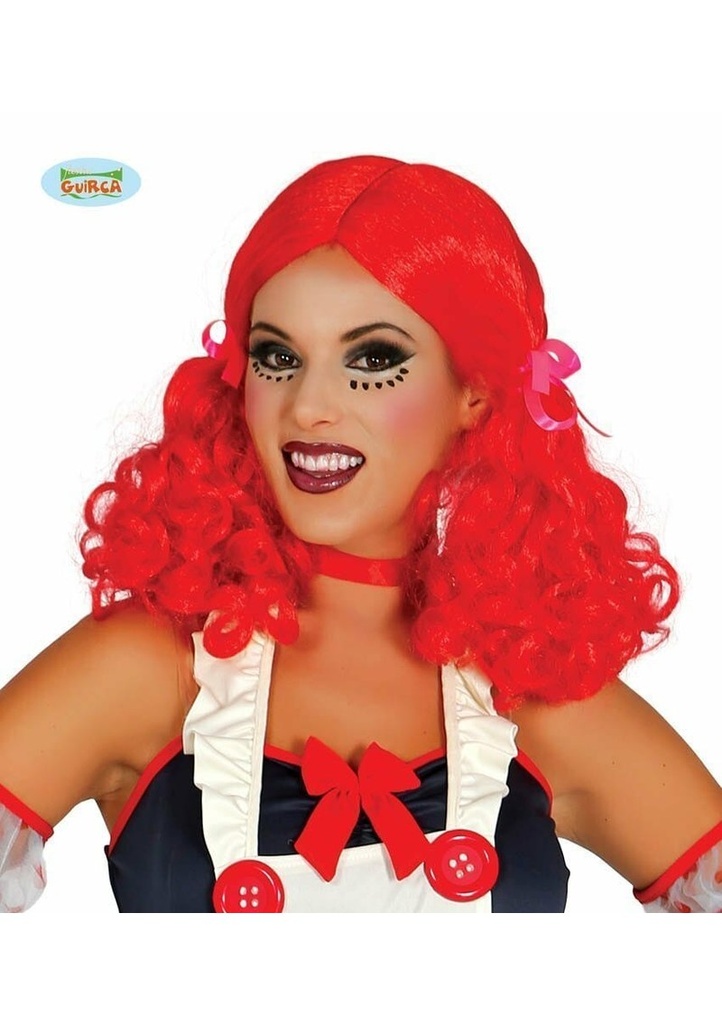 Red Wig With Ribbon - Adult One Size