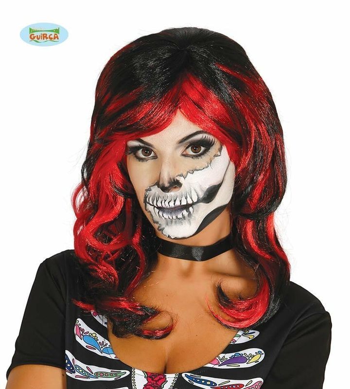 Black Wig With Red Streaks - Adult One Size