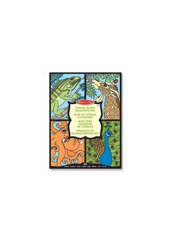 [14385] Melissa & Doug Animals Stained Glass Colouring Pad 9" x 12" - 20 Pages