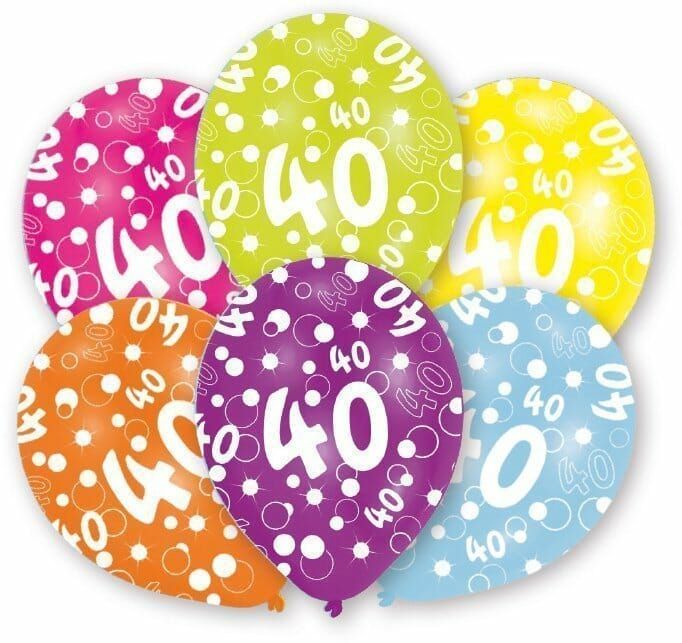 [INT996545] 40th Birthday Assorted Printed Latex Balloons 11" -  6pk