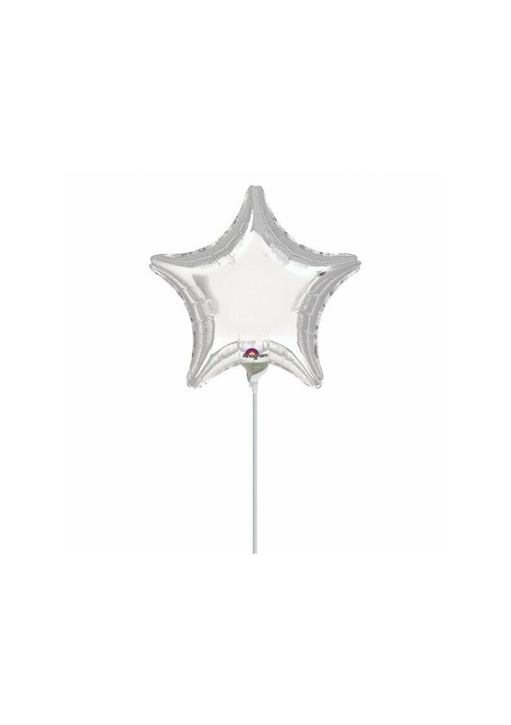[1630899] Metallic Silver Star Foil Balloons 9" (23cm)
