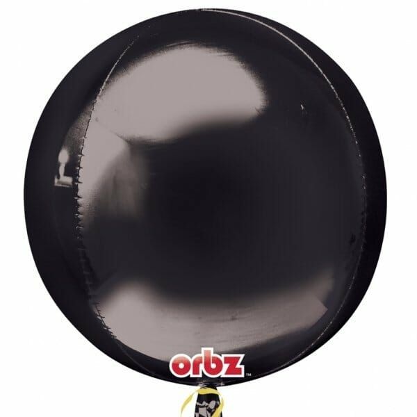Black Orbz Foil Balloons 15" x 16" (38cm x 40cm)