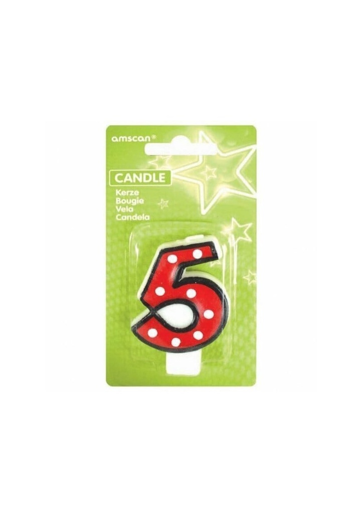 Fun Candle Number 5 Red - 7cm