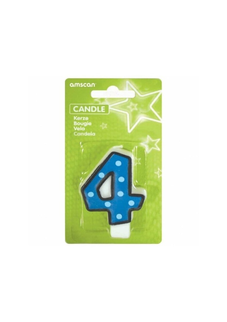 Fun Candle Number 4 Blue - 7cm