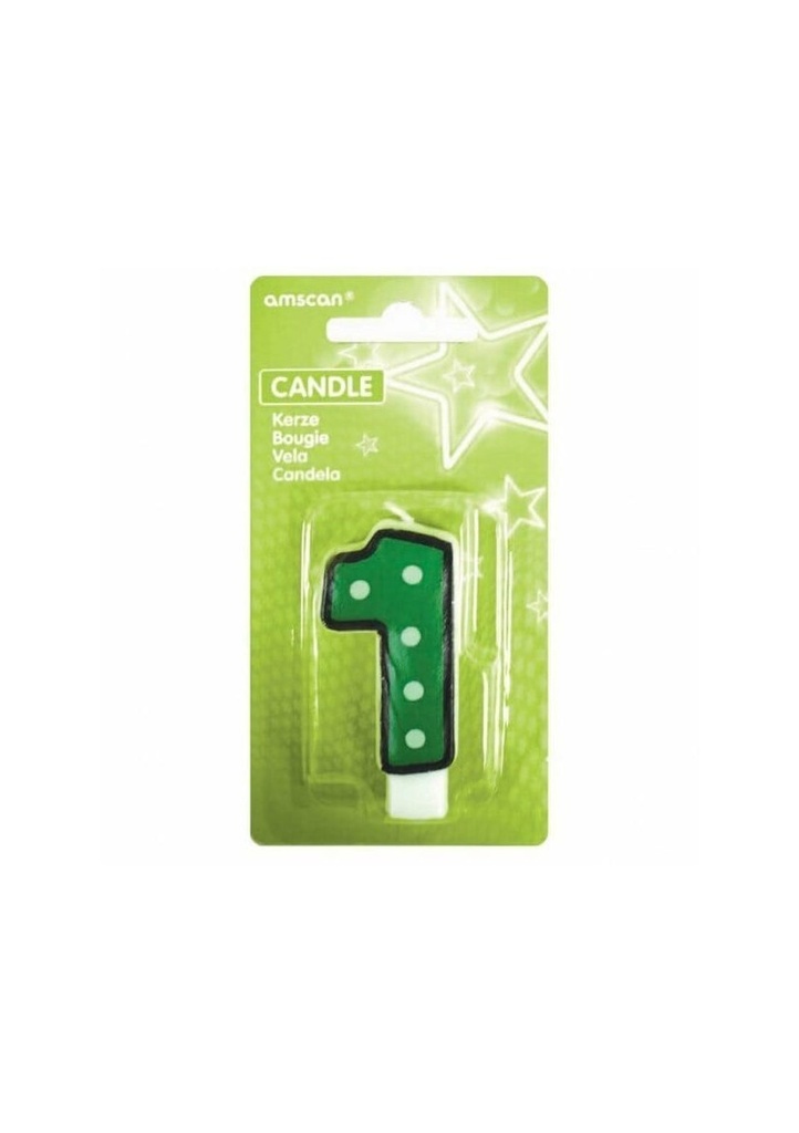 Fun Candle Number 1 Green - 7cm