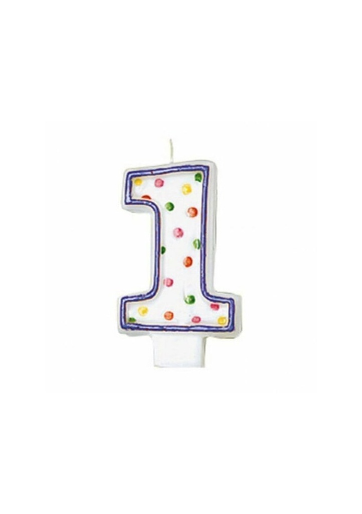 Dots Candle 7cm Number 1 - Purple