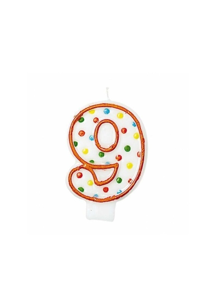 Dots Candle 7cm Number 9 - Orange
