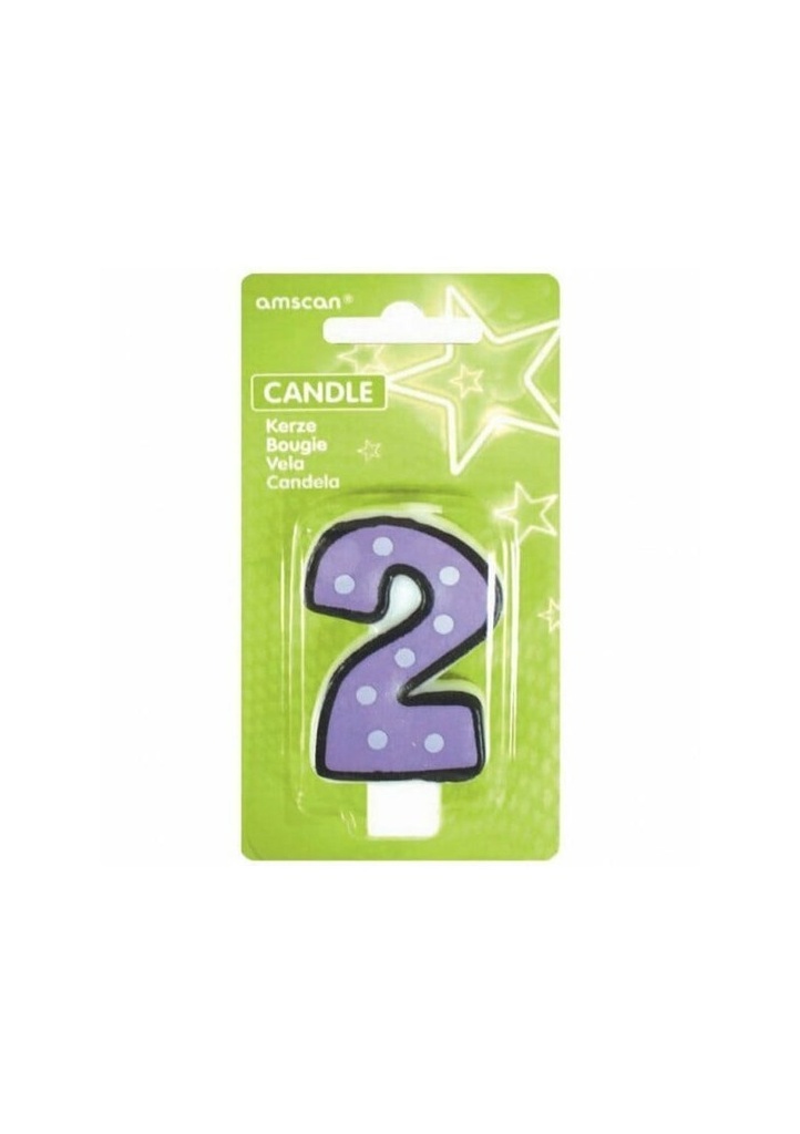 Fun Candle Number 2 Purple - 7cm
