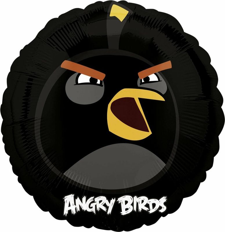 [25776] Angry Birds Black Round Foil Balloon 18''