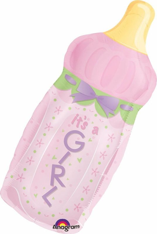 [1425301] Baby Bottle Girl Super Shape Foil Balloon 13" x 31" (33cm x 79cm)