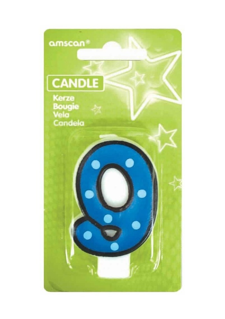 Fun Candle Number 9 Blue - 7cm
