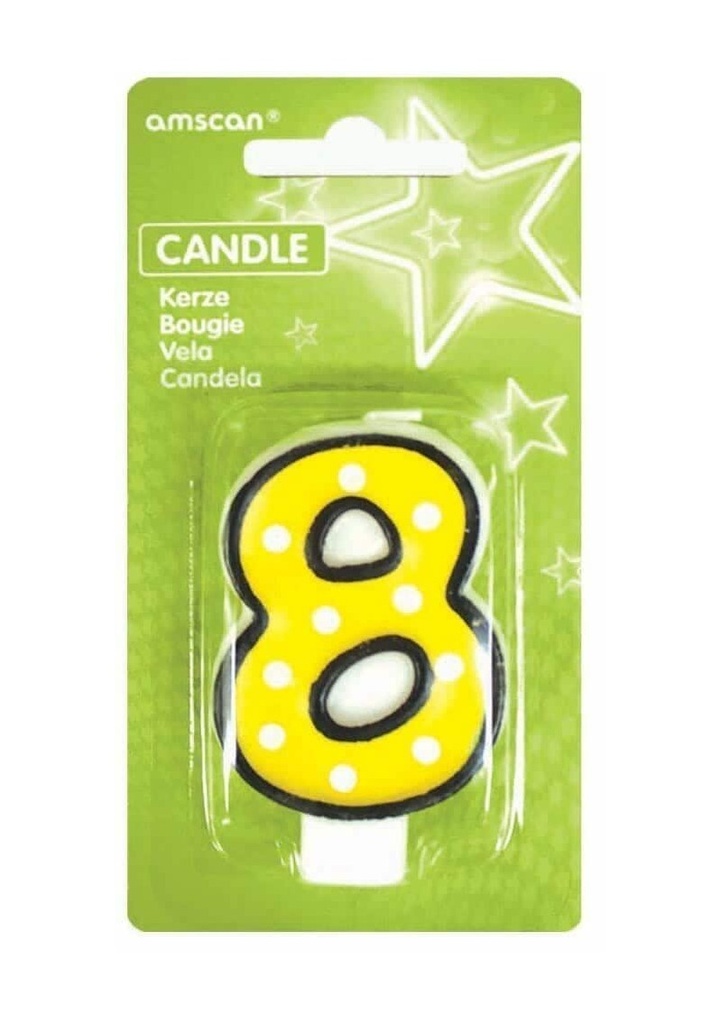 Fun Candle Number 8 Yellow - 7cm