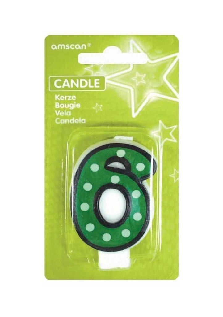 Fun Candle Number 6 Green - 7cm