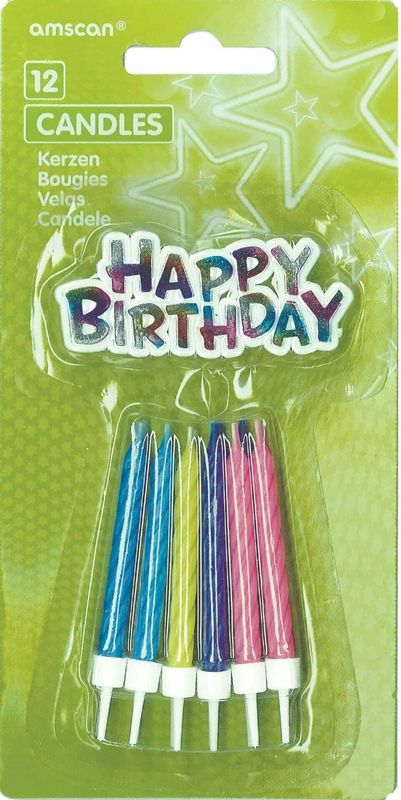 Candles Birthday with Holders - 12pk