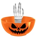 Halloween Bowl Pumpkin With Skeleton Hand 25cm