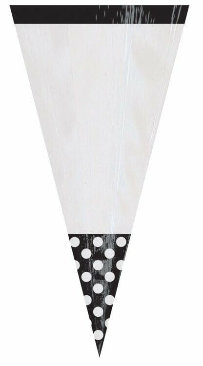 [377553-10] Black Candy Buffet Cone Polka Dots Bags 24.7cm – 10pk
