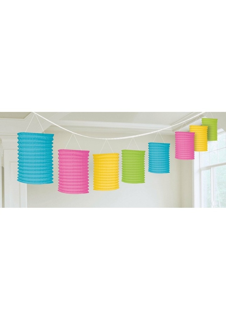 [22055-90-55] Multicoloured Paper Lantern Garlands - 3.65m