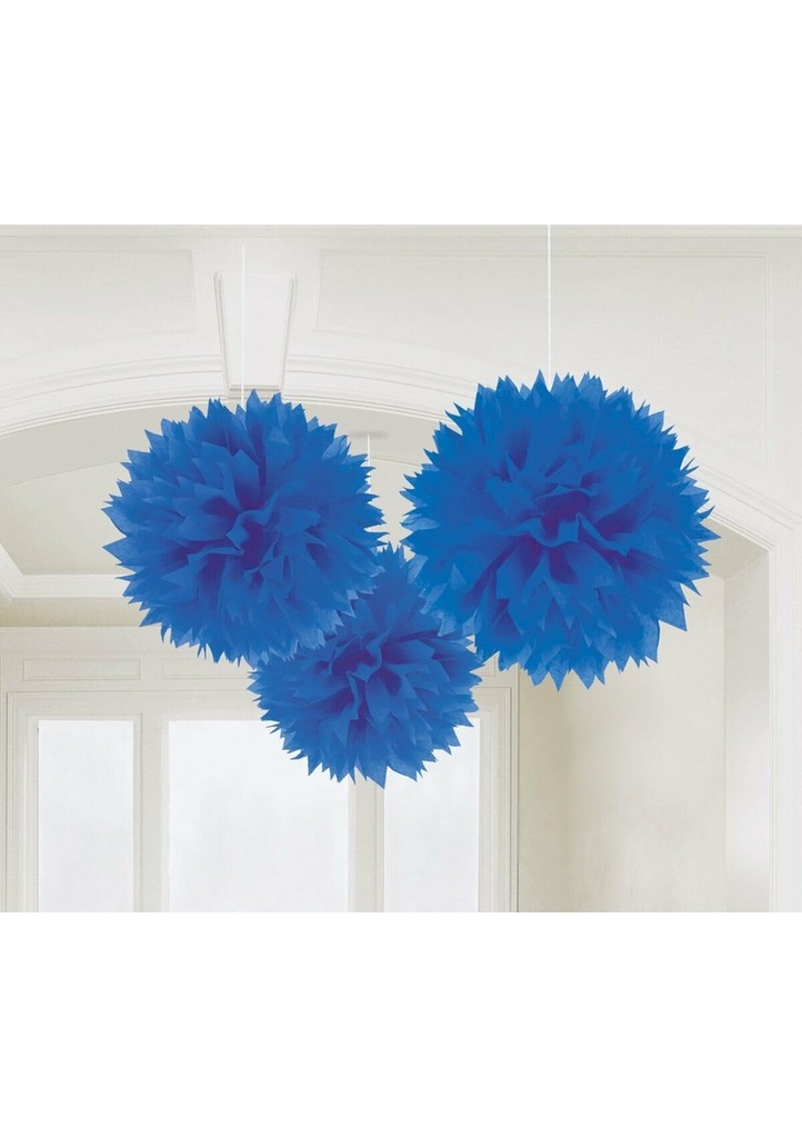 [18055-105-55] Royal Blue Paper Fluffy Decorations 40.6cm - 3pk