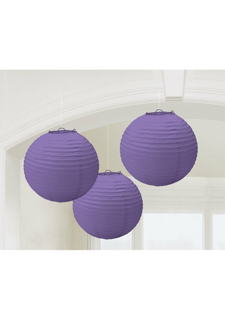 [24055-106-55] Purple Paper Lantern Decorations 24.1cm - 3pk