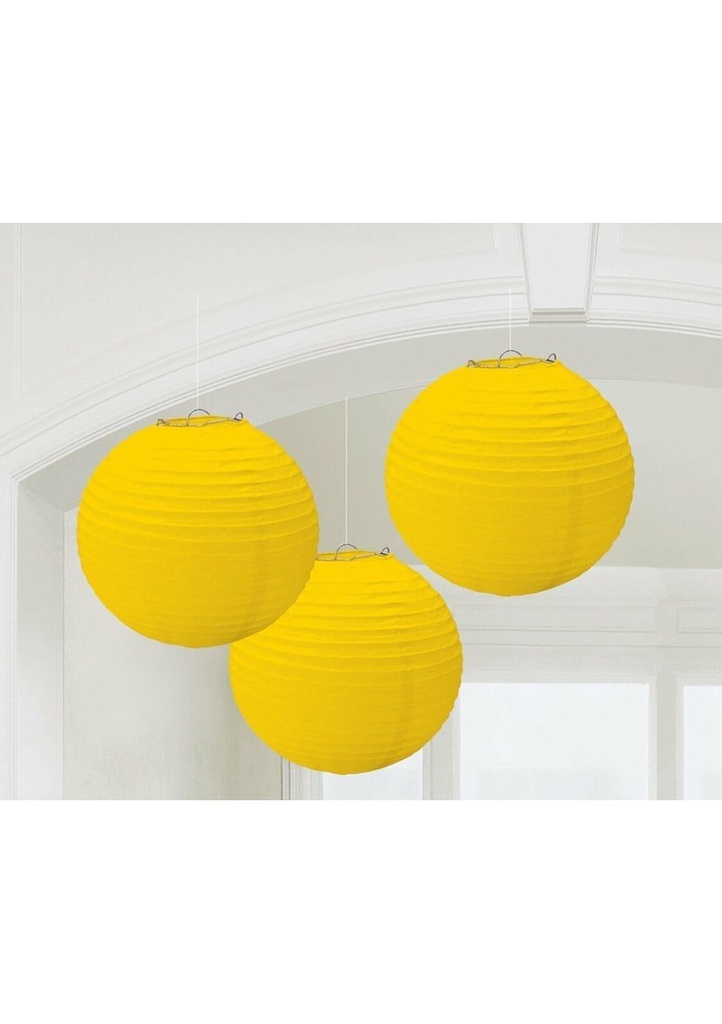 [24055-09-55] Yellow Paper Lantern Decorations 24.1cm - 3pk