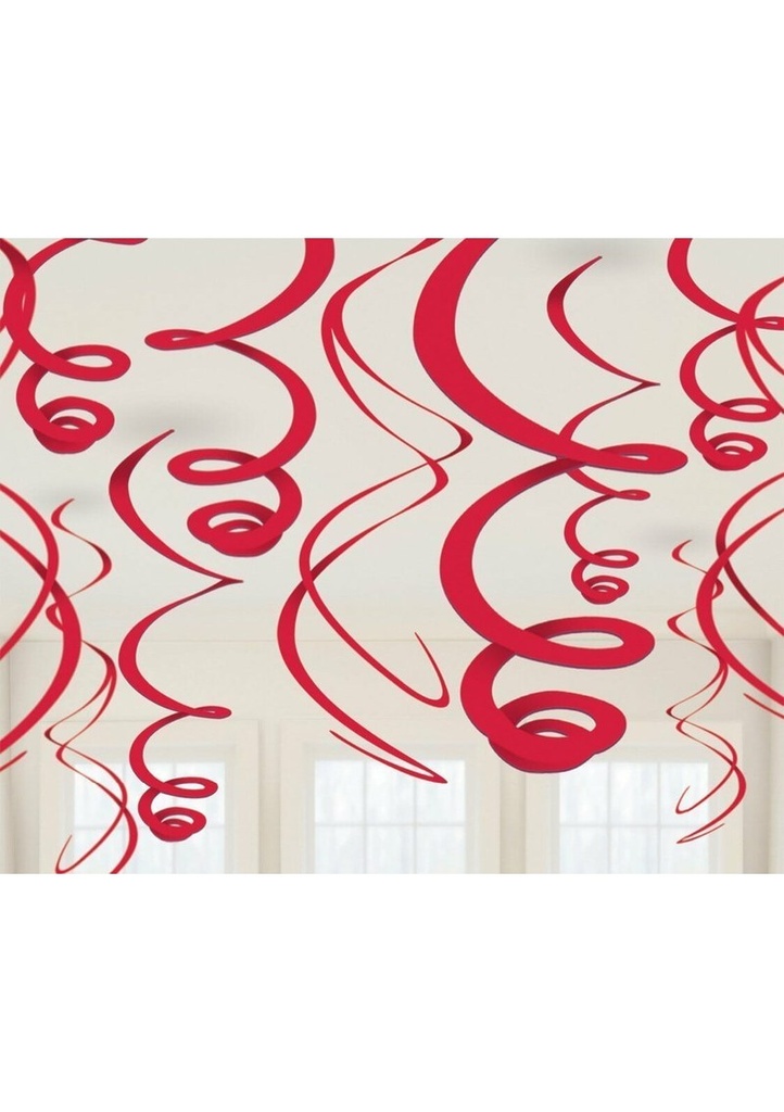[67055-40-55] Red Hanging Swirls Decoration 55cm - 12pk