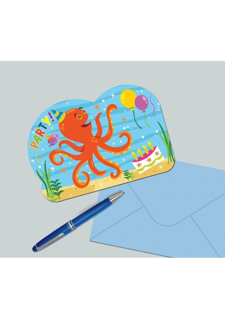 [491624] Ocean Buddies Invitations - 8pk