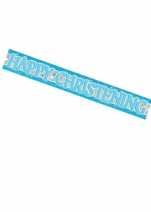 [10877] Blue Happy Christening Foil Banner - 3.65m