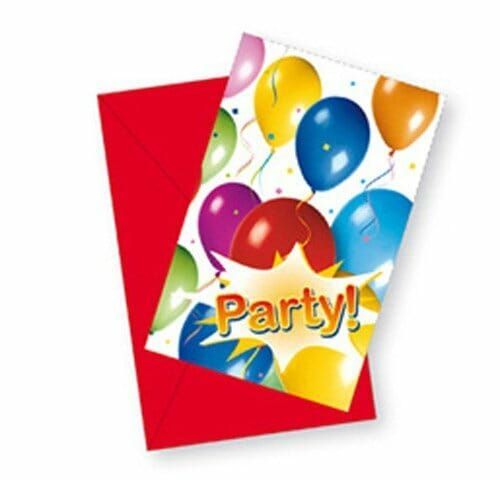 Balloon Party Invitations - 6pk