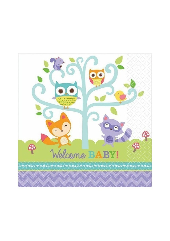 Woodland Baby Napkins 24.7cm x 24.7cm - 16pk