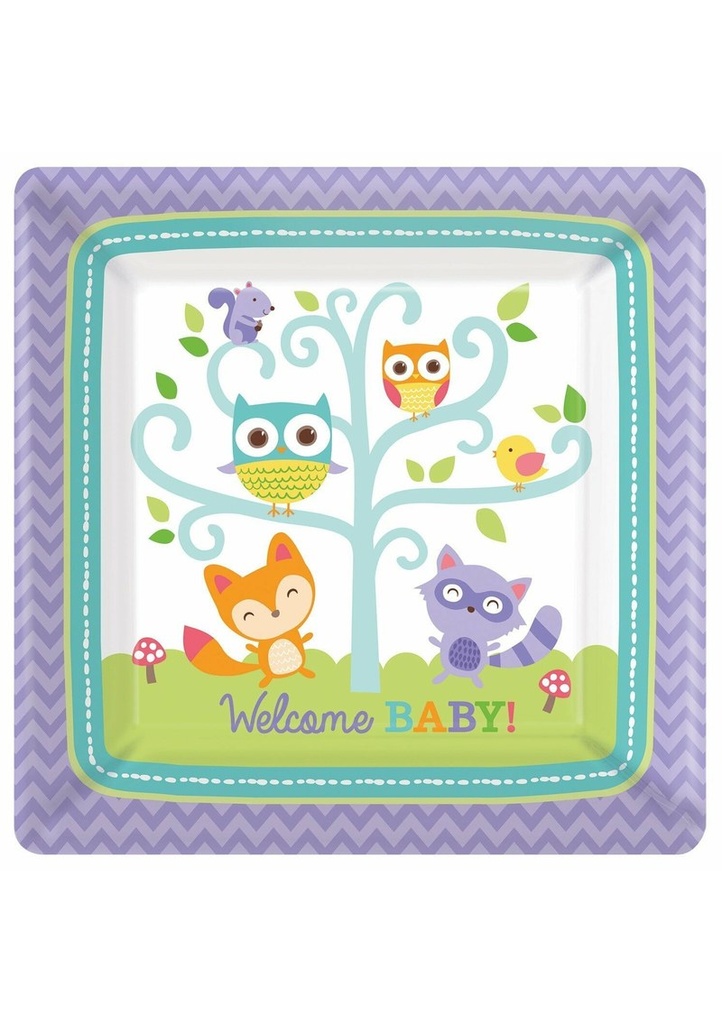 Woodland Baby Paper Plates 26cm - 8pk