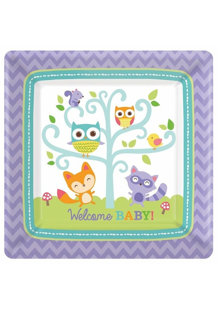 Woodland Baby Paper Plates 17.8cm - 8pk
