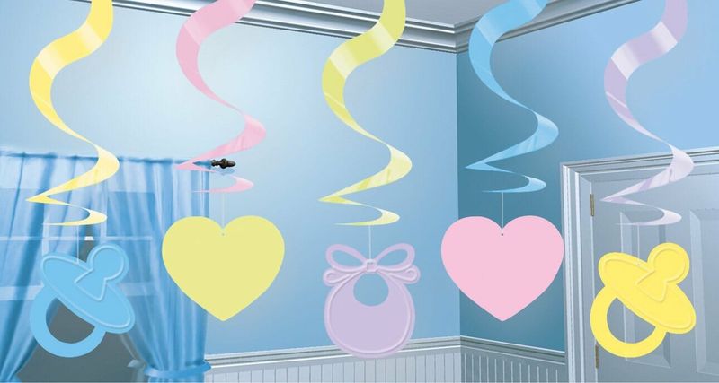 Baby Shower Tiny Bundle Hanging Swirl Decorations - 5pk