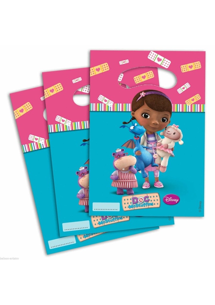 [822968] Doc McStuffins Plastic Party Bags - 6pk