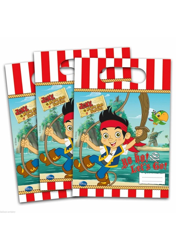 [806876] Jake and the Never Land Pirates Plastic Party Bags - 6pk