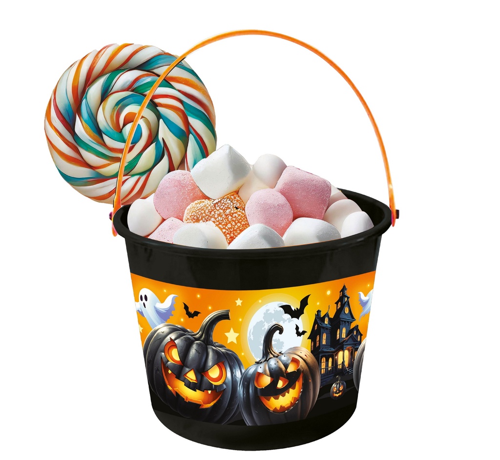 Halloween Candy Bucket Pumpkins & Ghosts 18x16cm