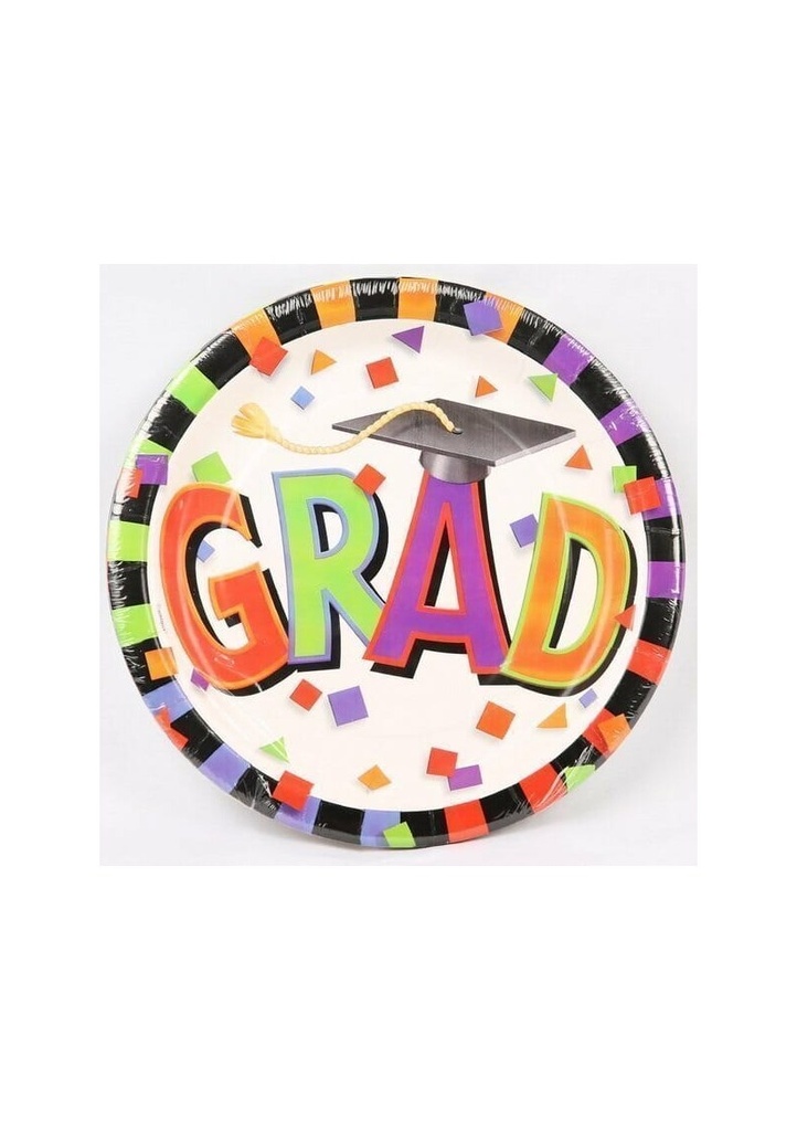 Graduation Round Paper Plates 22.9cm - 8pk