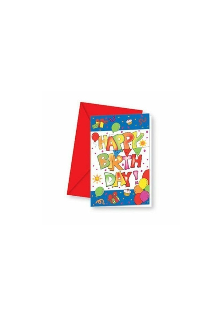 Kokliko Happy Birthday Invitations & Envelopes  - 6pk