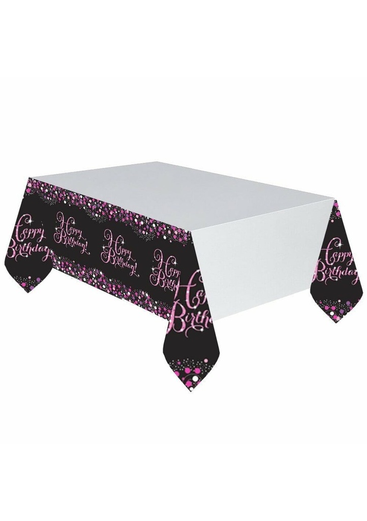 Pink Celebration Plastic Tablecover - 137cm x 259cm