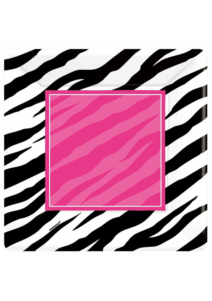 [593672] Zebra Square Plates 26cm x 26cm - 8pk