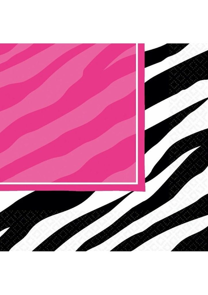 [513672] Zebra Luncheon Napkins 32.7cm x 32.7cm - 16pk