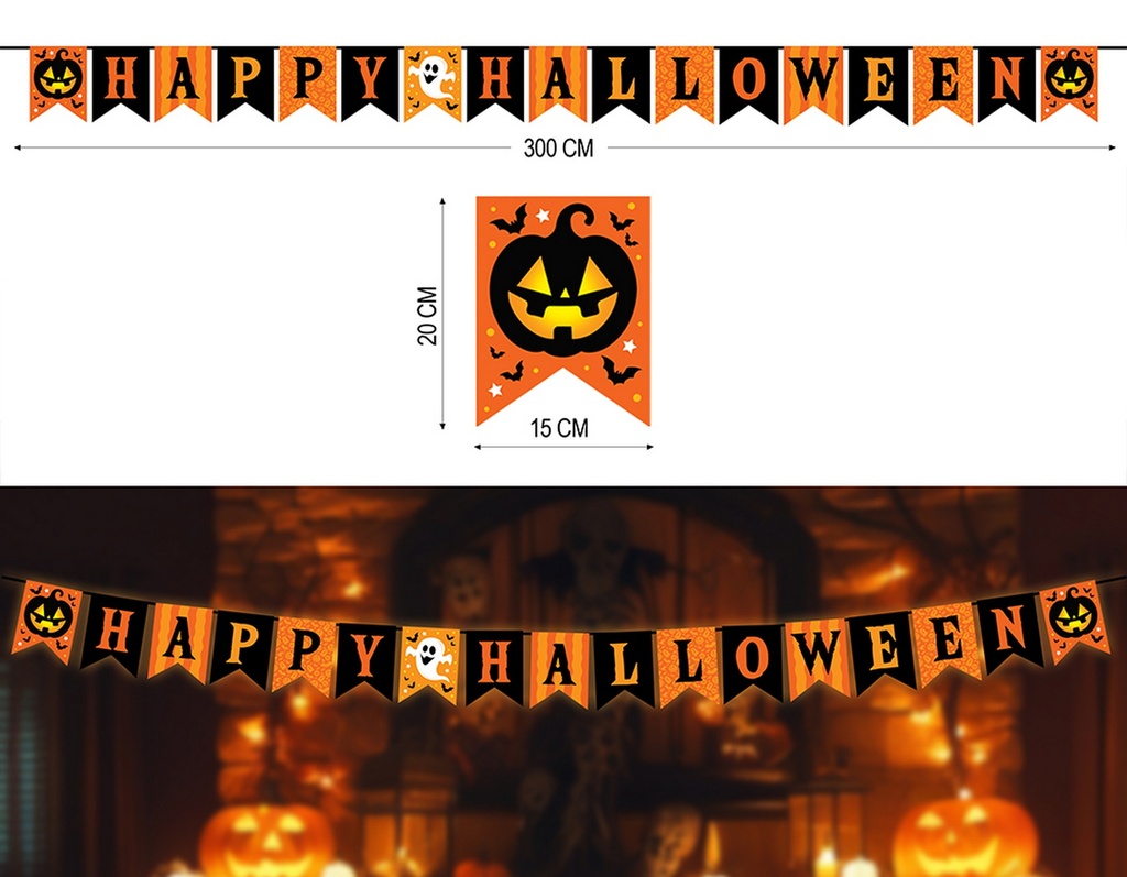 Halloween Garland Happy Halloween Paper 300x20x15cm