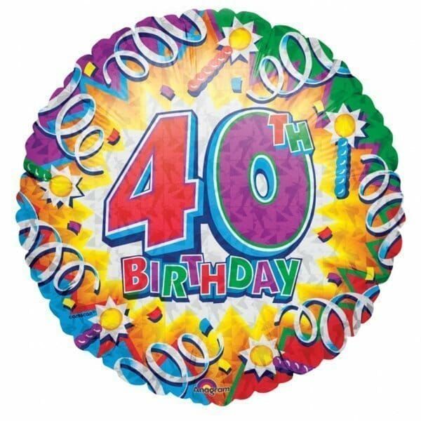 [3039101] Birthday Explosion 40th Prismatic 18'' Foil Balloon (45cm)