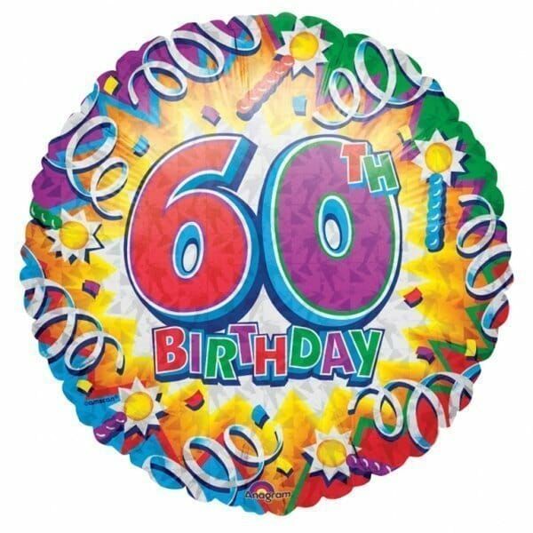 Birthday Explosion 60th Prismatic 18'' Foil Balloon (45cm)