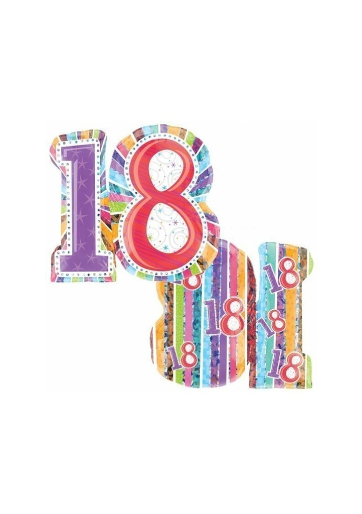Radiant No.18 Super Shape Foil Balloon 26'' x 28'' (66cm x 71cm)