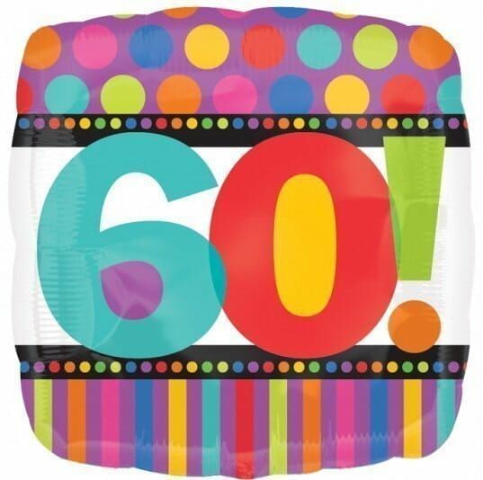 [11246501] Birthday No.60 Dots & Stripes 18'' Foil Balloon (43cm)