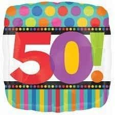 Birthday No.50 Dots & Stripes 18'' Foil Balloon (43cm)