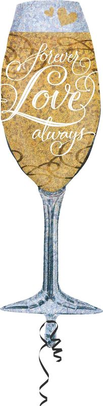 Champagne Glass Forever Love Super Shape Foil Balloon 14'' x 38'' (35cm x 96cm)