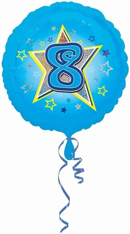 [2953901] Blue Stars No. 8 Holographic (18'' Foil Balloon)