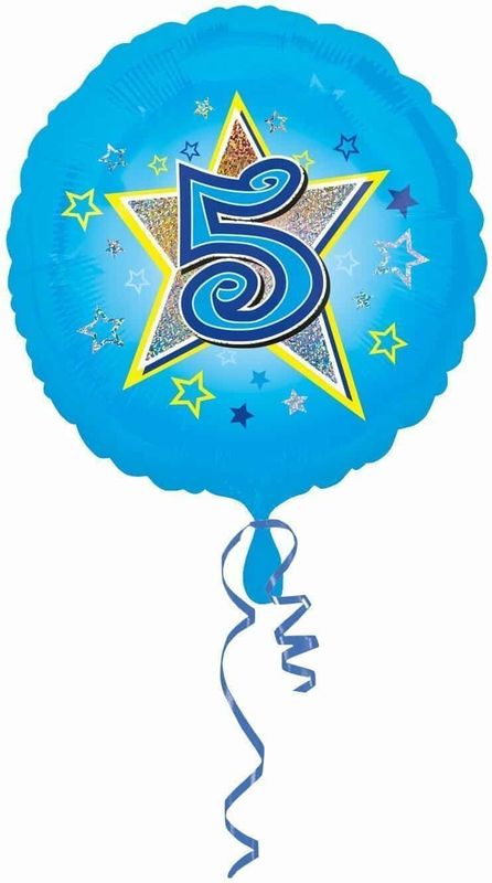 [2953601] Blue Stars No. 5 Holographic (18'' Foil Balloon)
